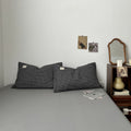 charcoal grey color minimalist aesthetic white grid pattern print duvet cover bedding set