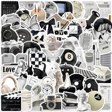 grunge aesthetic dark academia black and white theme sticker pack roomtery