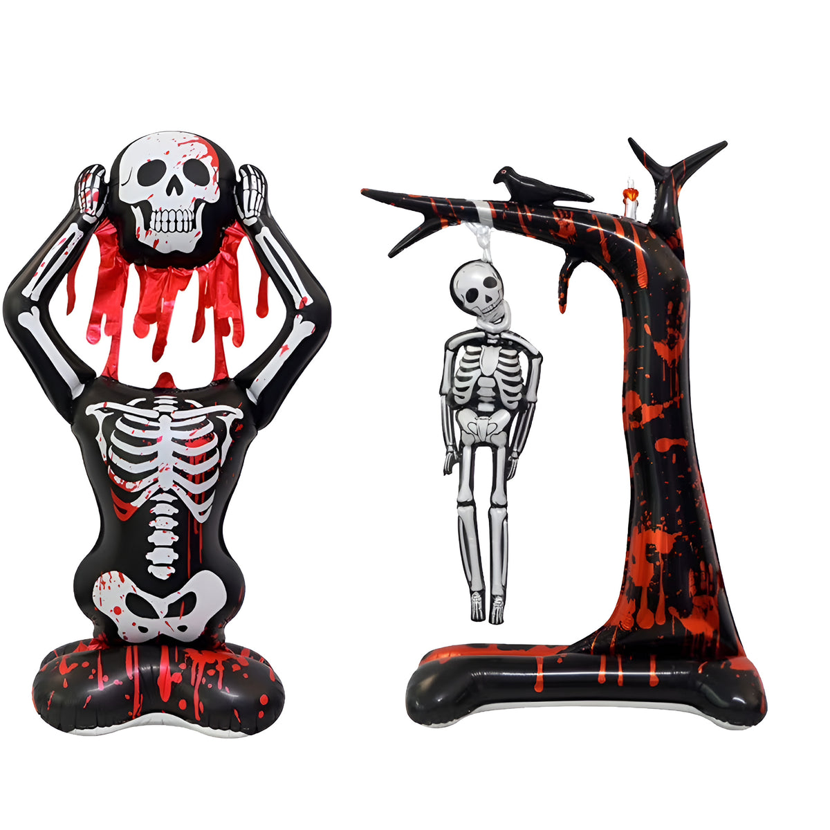 Spooky Halloween Foil Balloons Collection - Screaming Skeleton + Hanging Skeleton Tree Set