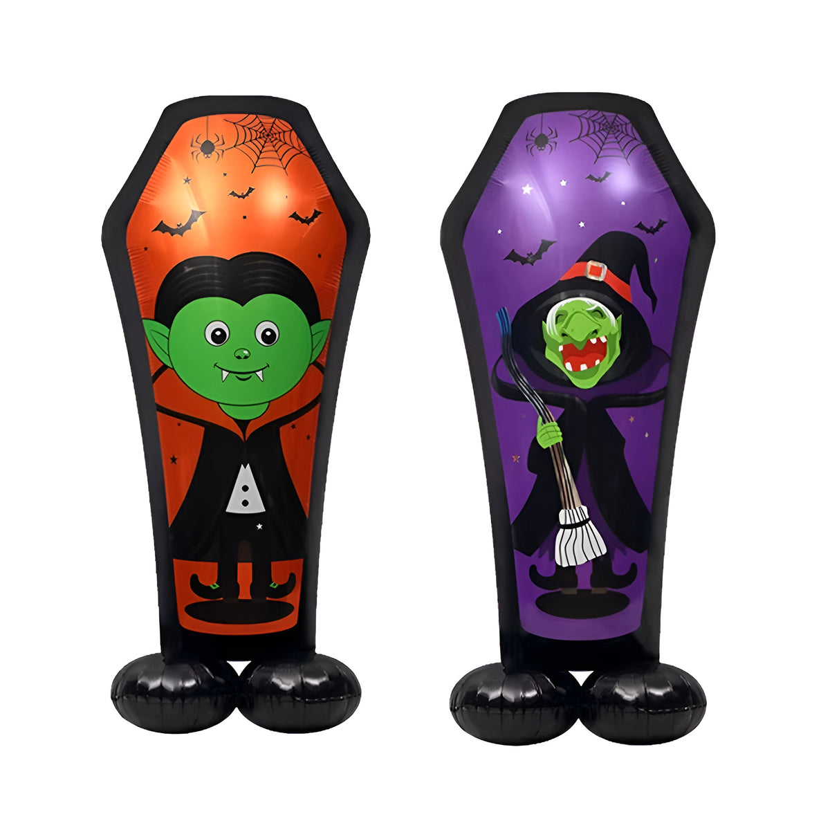 Spooky Halloween Foil Balloons Collection - Vampire & Witch Coffins 2 pcs