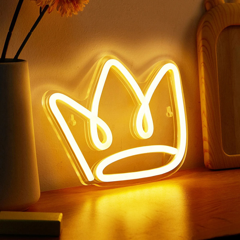 princess yellow hand drawn crown shaped wall led neon sign wall decor roomtery