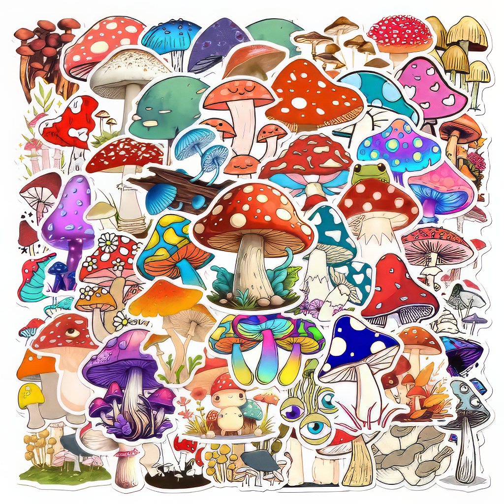 cute forest mushrooms cottagecore aesthetic sticker pack