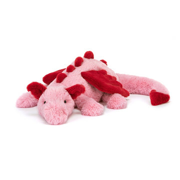 Pink and red plush heart dragon toy 