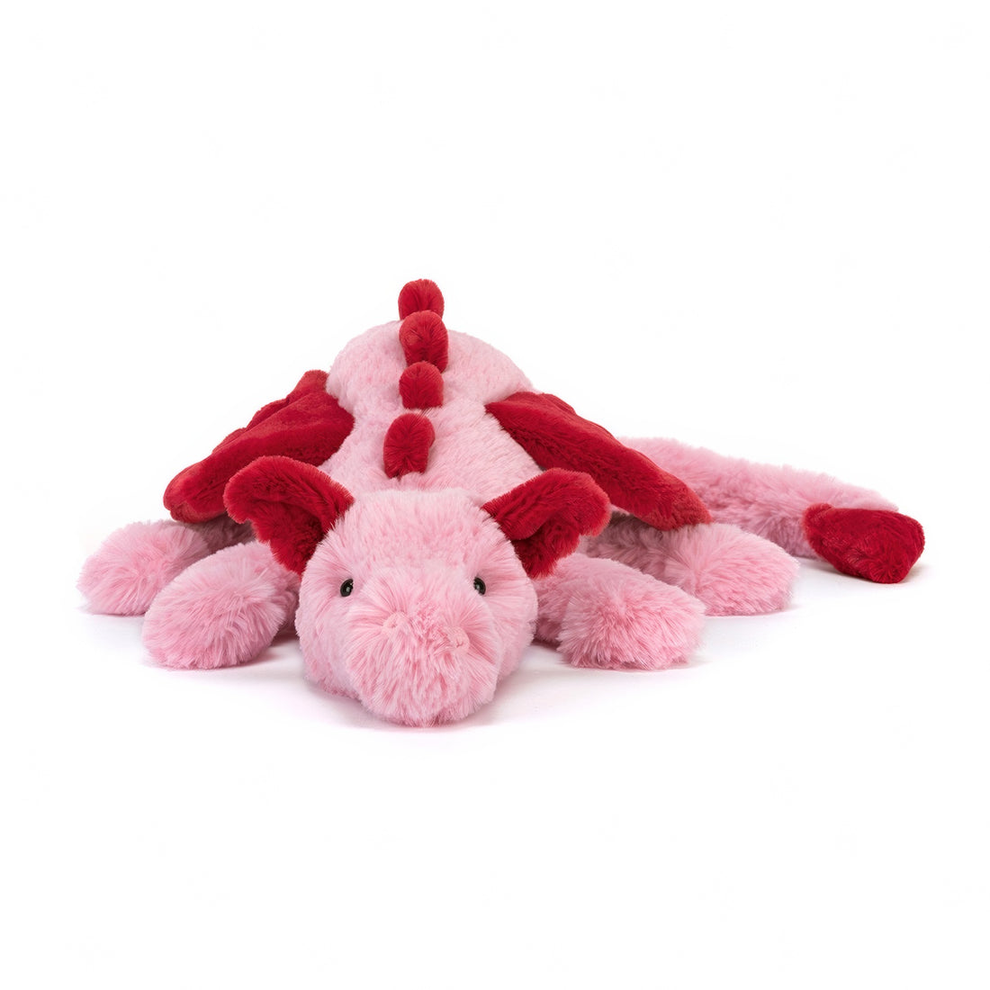 Pink and red plush heart dragon toy 