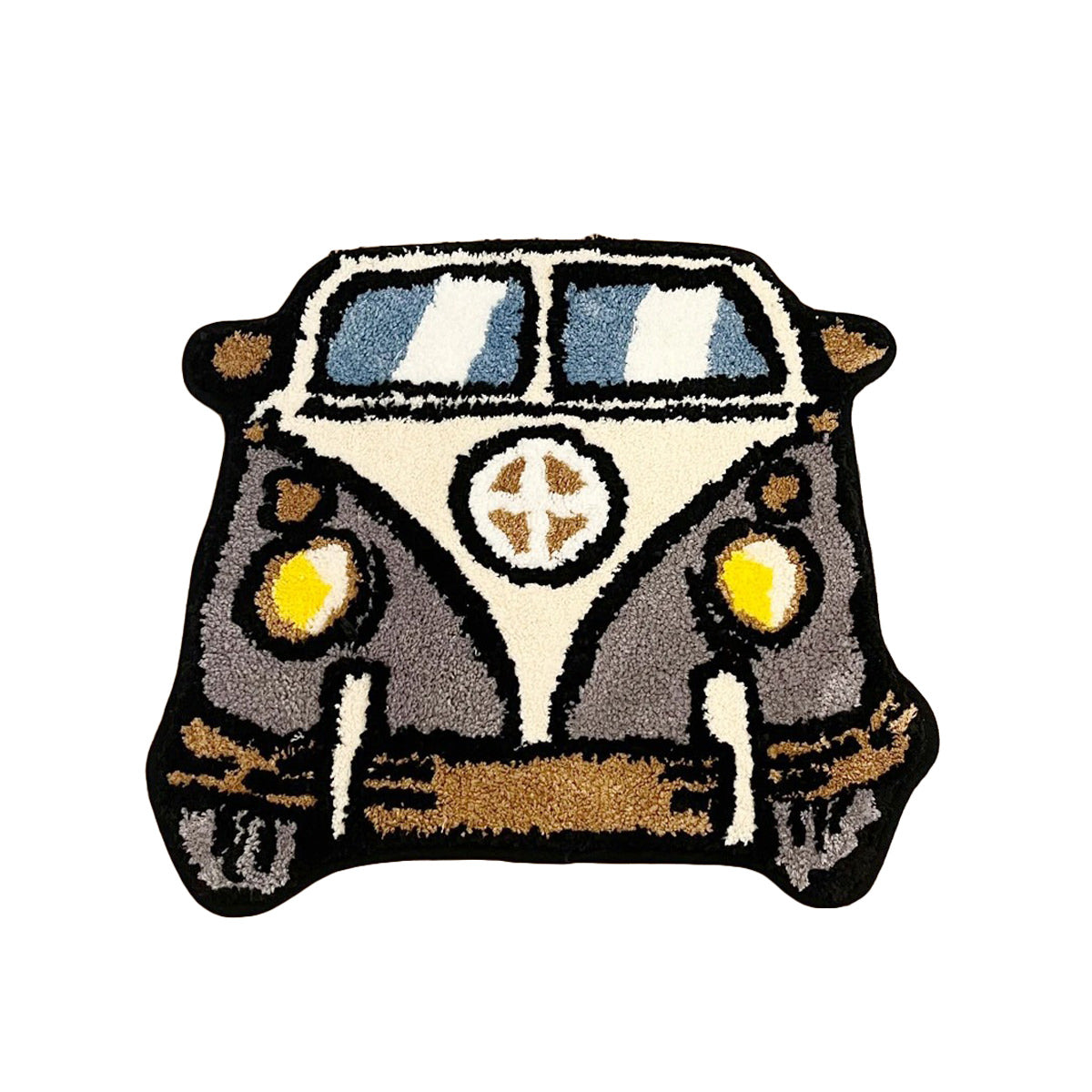 vintage hippie van shaped accent tufted rug for indie aesthetic room decor