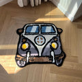 vintage hippie van shaped accent tufted rug for indie aesthetic room decor