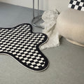 irregular blob shaped checkered pattern print accent rug