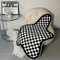 irregular blob shaped checkered pattern print accent rug