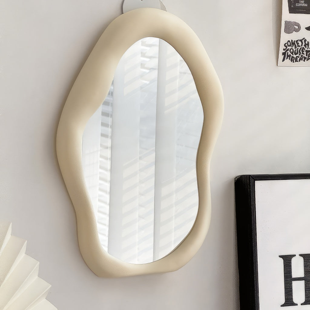 irregular curvy aesthetic makeup table mirror rommtery