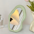 irregular curvy aesthetic makeup table mirror rommtery