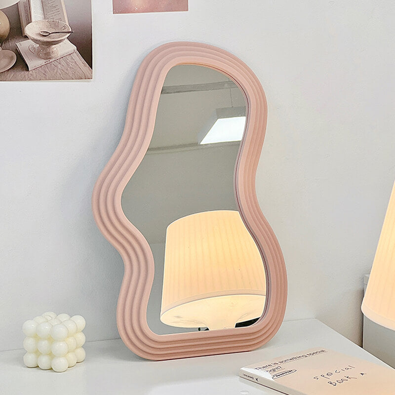 wavy irregular curvy wall mirror in danish pastel aesthetic decor roomtery