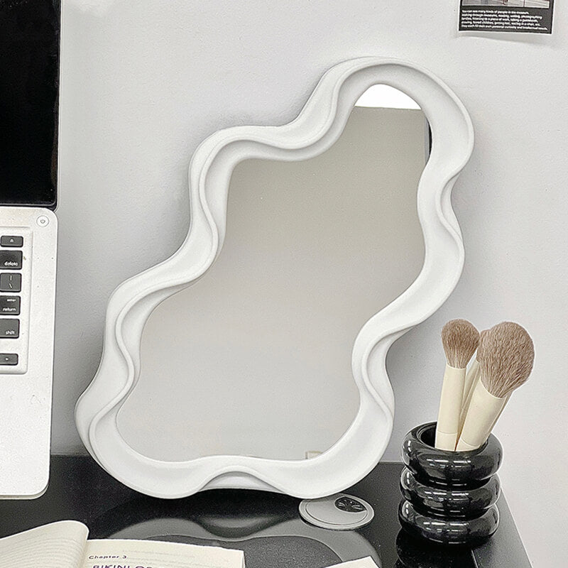 wavy irregular curvy wall mirror in danish pastel aesthetic decor roomtery