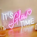 it's glow time pink and white led light wall neon sign 
