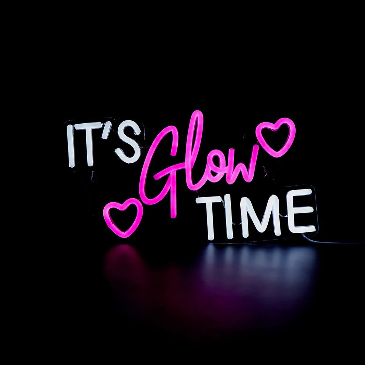 it's glow time pink and white led light wall neon sign 