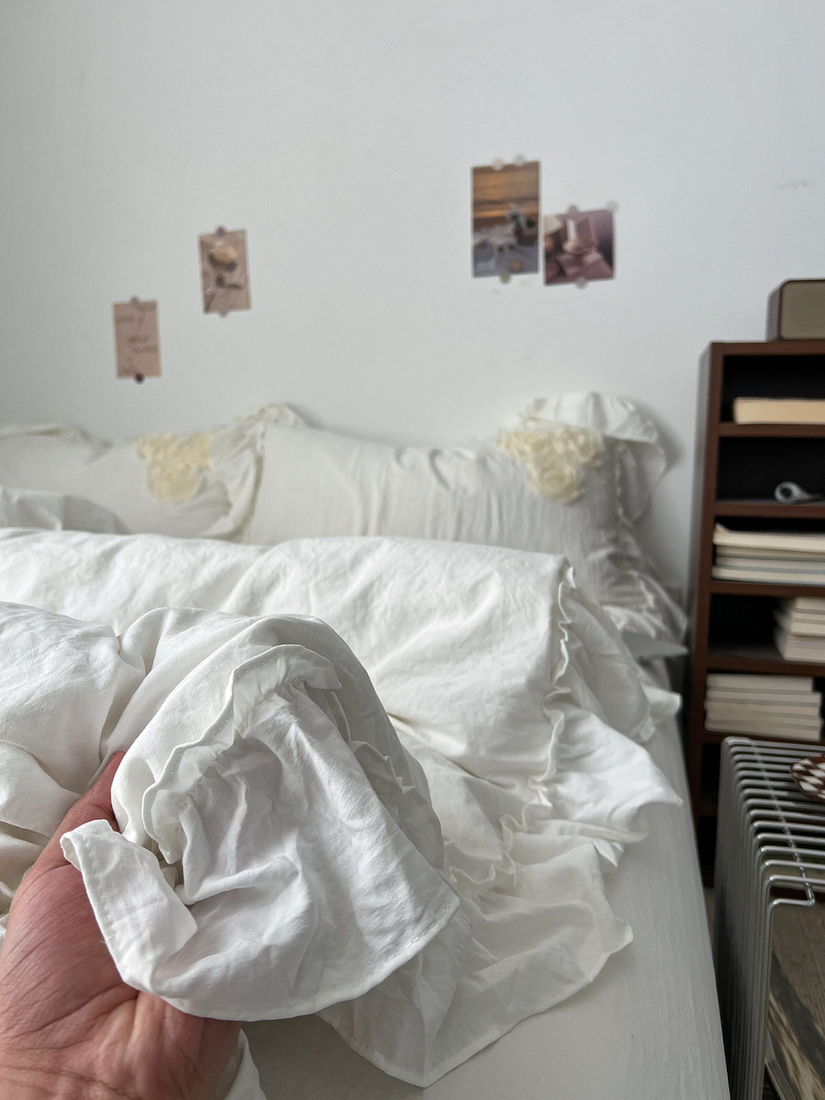 cottagecore soft girl room aesthetic bedding set with ivory rose 3d applications 