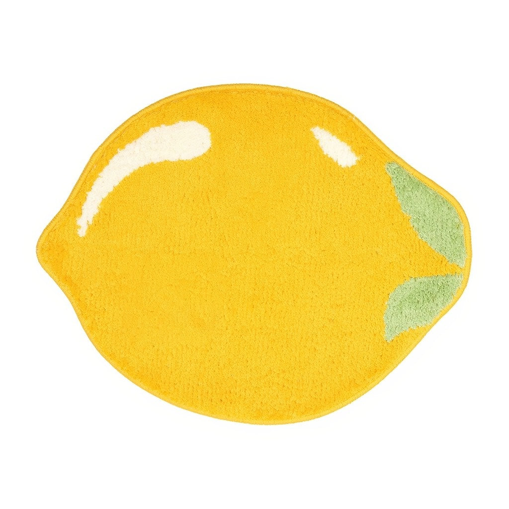 yellow lemon-shaped accent throw rug 