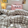 Kawaii Plaid Print Bedding Set