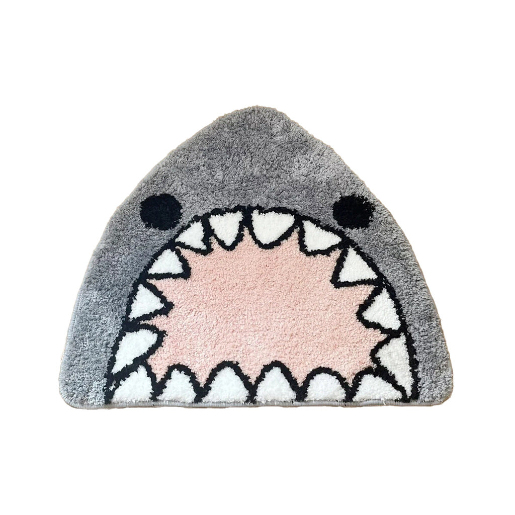 kawaii angry shark head shaped tufted accent rug 