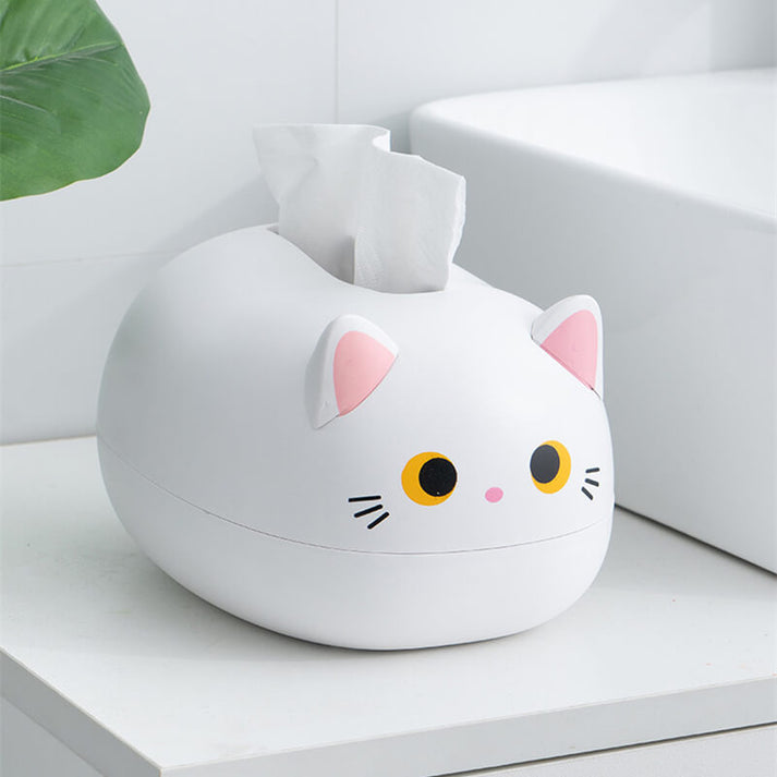 Kawaii Cat Tissue Holder | Kawaii Aesthetic Room Desk Decor