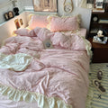 kawaii princess seersucker ruffled bedding duvet cover set