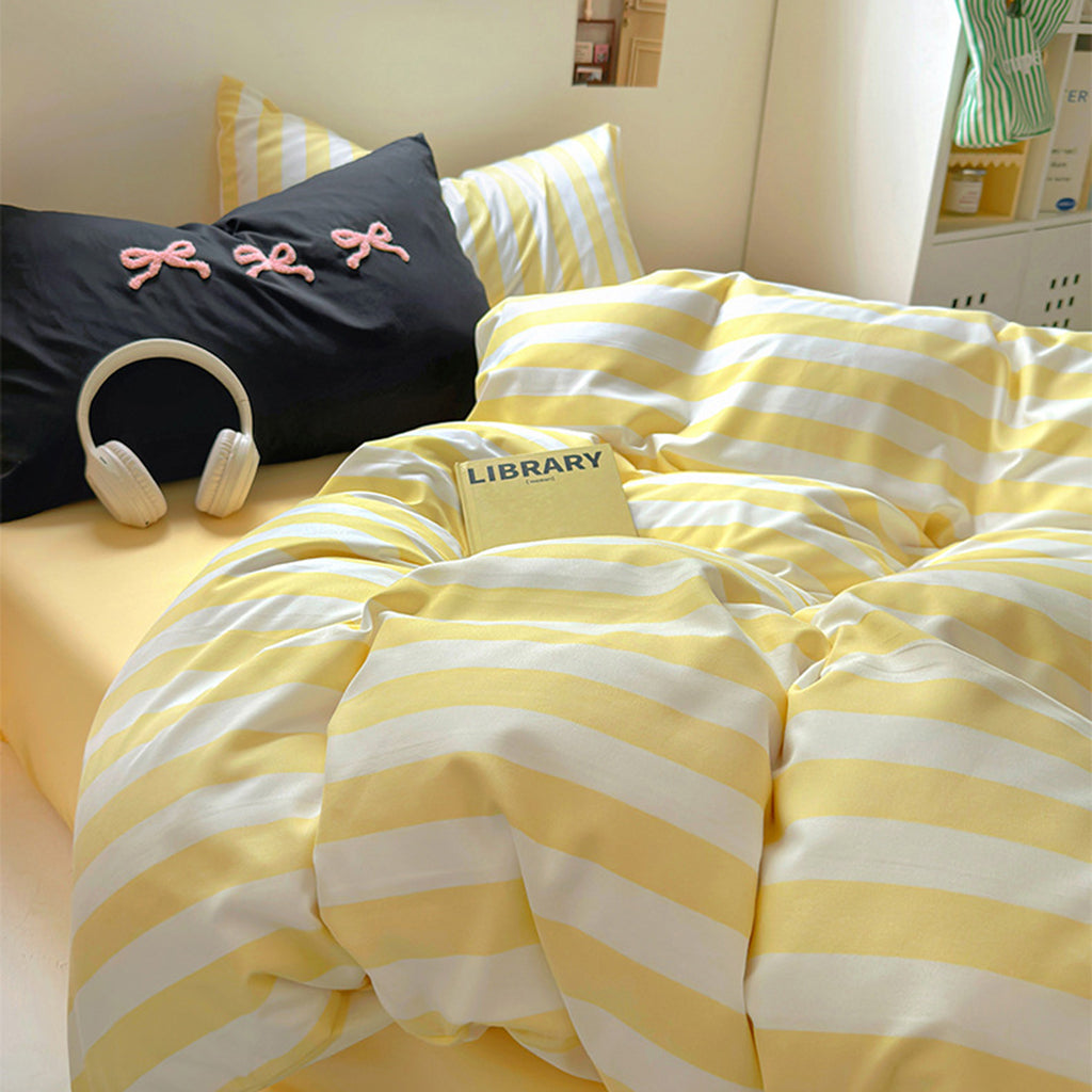 kawaii striped bedding set roomtery