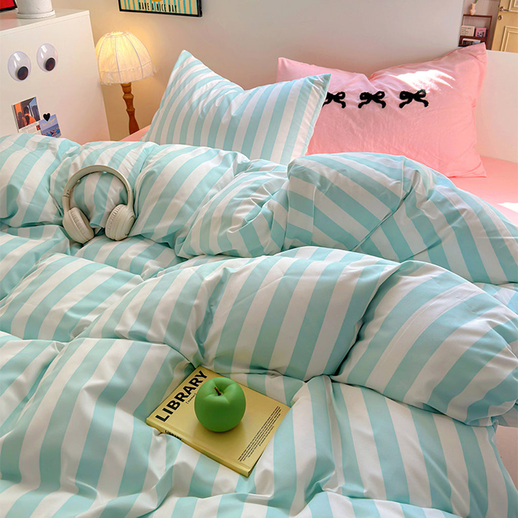 kawaii striped bedding set roomtery