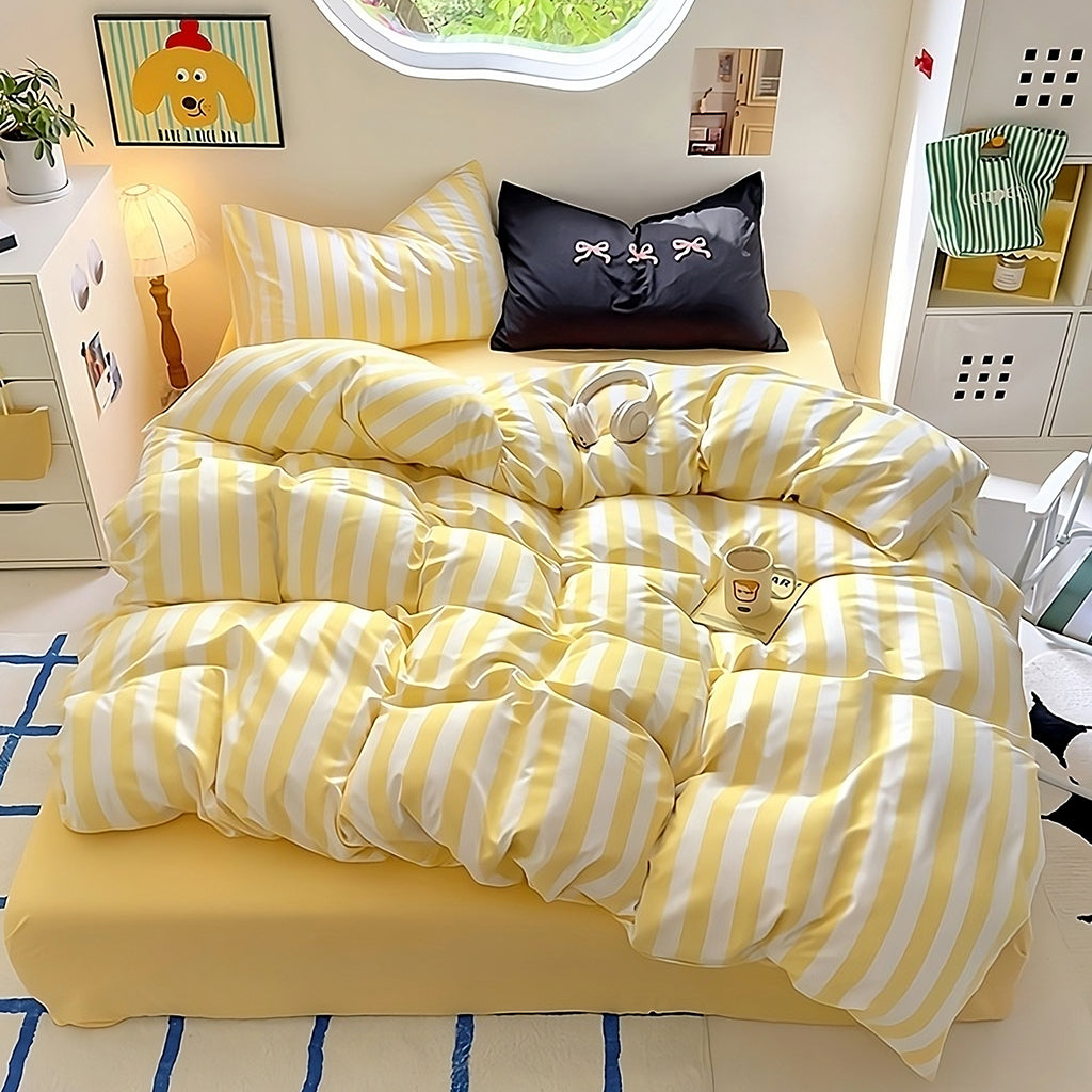 kawaii striped bedding set roomtery