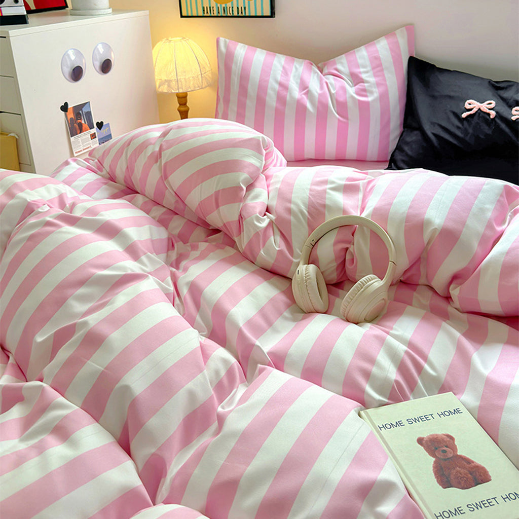 kawaii striped bedding set roomtery