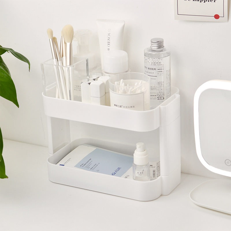 kawaii aesthetic desk storage white table top cosmetic and stationary shelf 