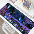 kawaii aesthetic japanese night city print large gaming mouse pad roomtery room decor