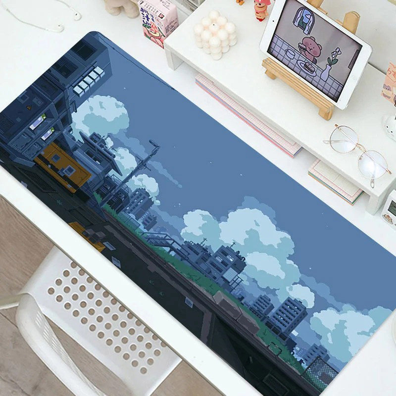 kawaii aesthetic japanese night city print large gaming mouse pad roomtery room decor