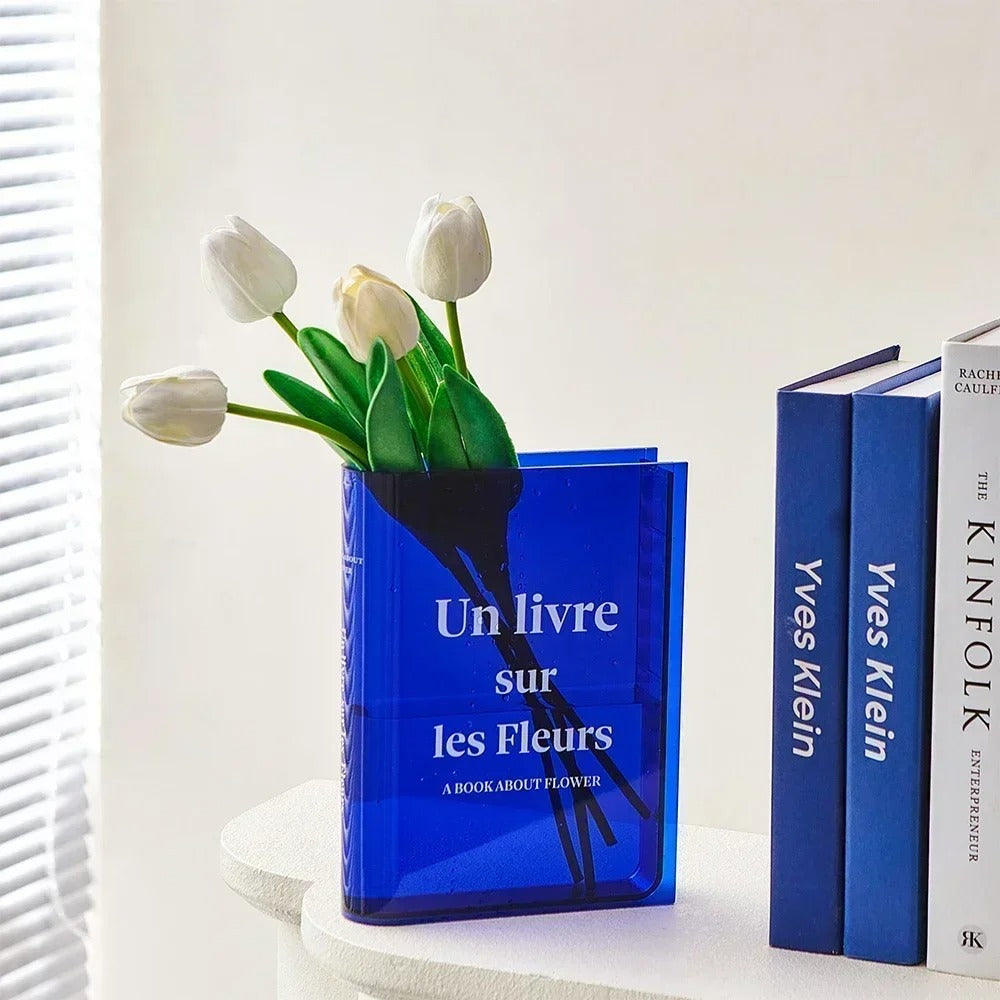 book shaped acrylic flower vase aesthetic room decor roomtery
