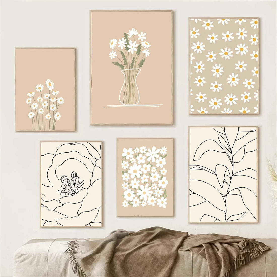 light beige boho aesthetic gallery wall art canvas posters