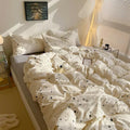 light beige color splattered with black spots print aesthetic bedding duvet cover set roomtery