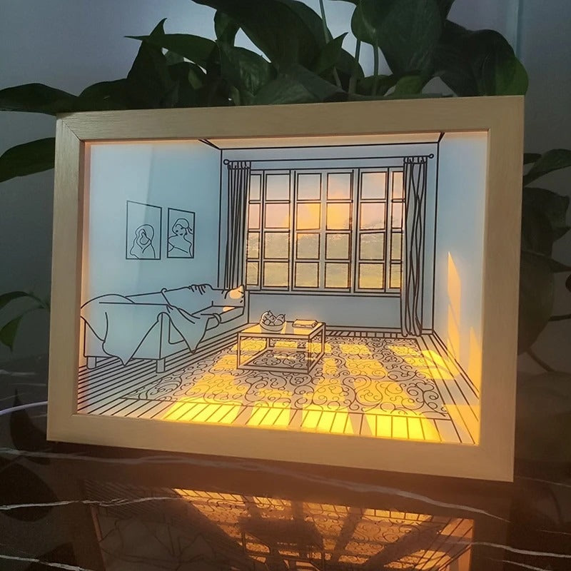 Light Painting Shadow Box Picture Frame Sunlight Window Photo