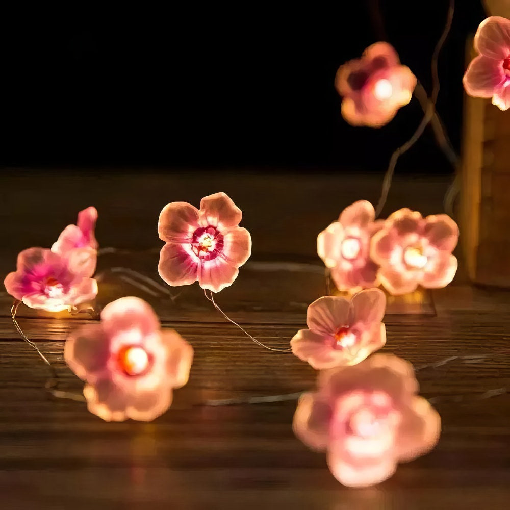 light pink aesthetic flower shaped led fairy lights