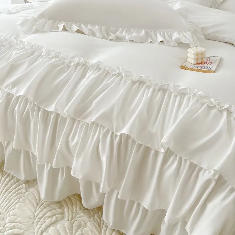 bold lush ruffles duvet cover bedding set coquette aesthetic room decor roomtery