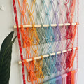 colorful macrame wall hanging decor toy storage net 