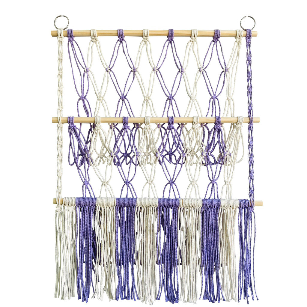 colorful macrame wall hanging decor toy storage net 