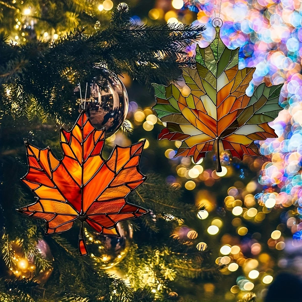 Stained Glass Maple Leaf Suncatcher