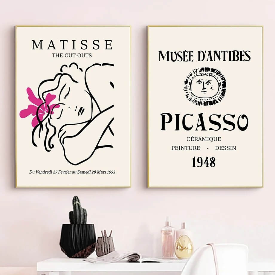 pink color aesthetic matisse picasso gallery wall art canvas posters roomtery