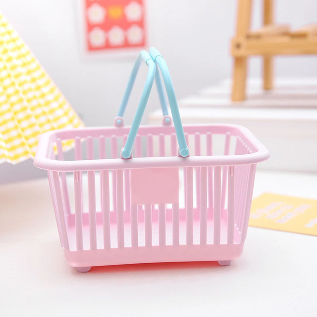 mini pastel storage shopping basket 