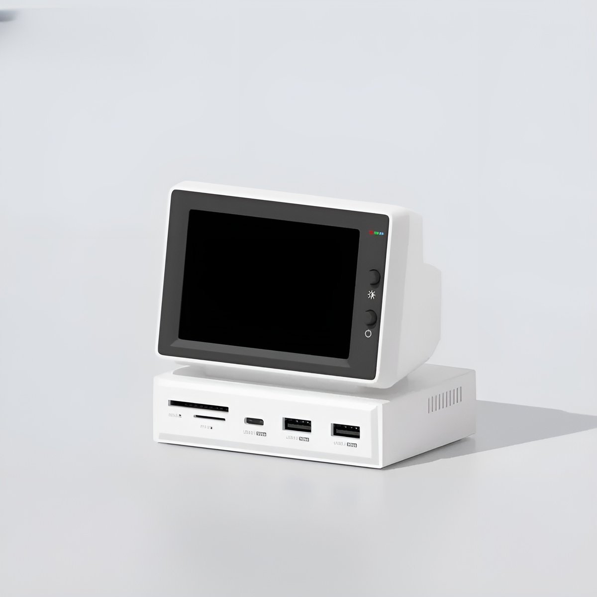 Retro Mini PC Monitor USB-C Hub - White