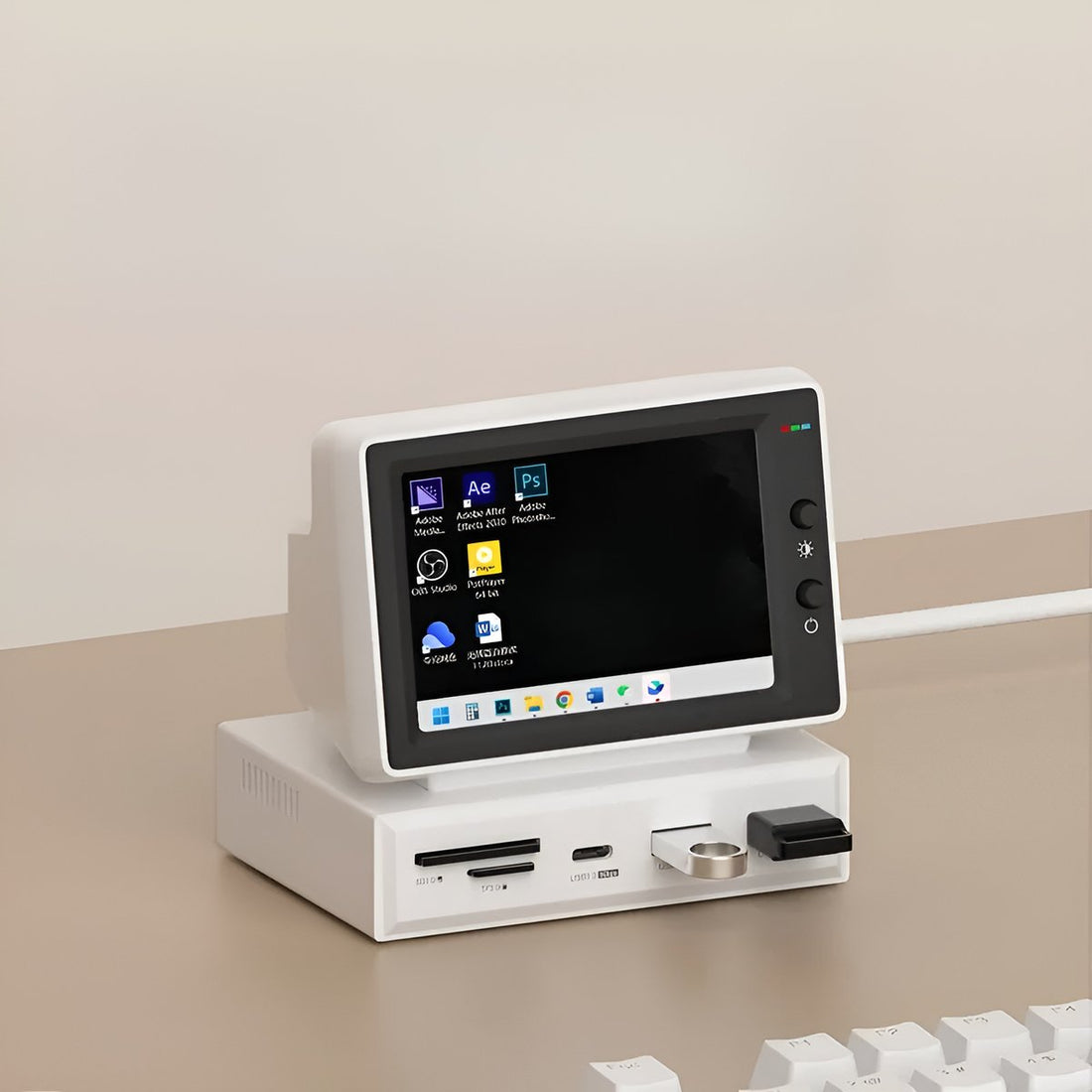 Retro Mini PC Monitor USB-C Hub