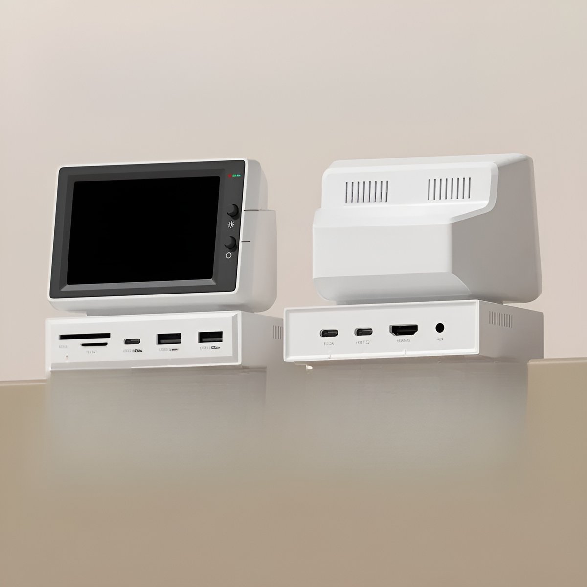 Retro Mini PC Monitor USB-C Hub