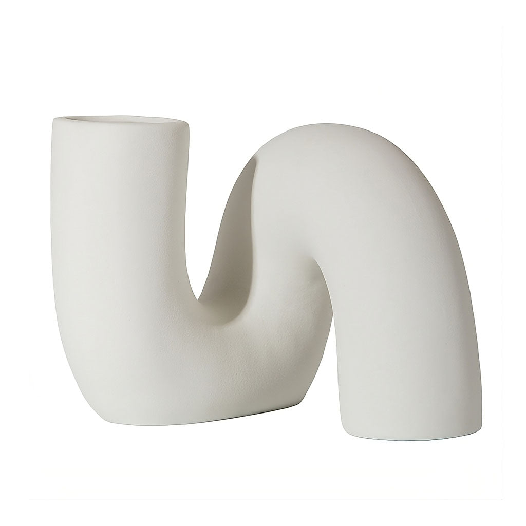 minimalist curved tube ceramic vase