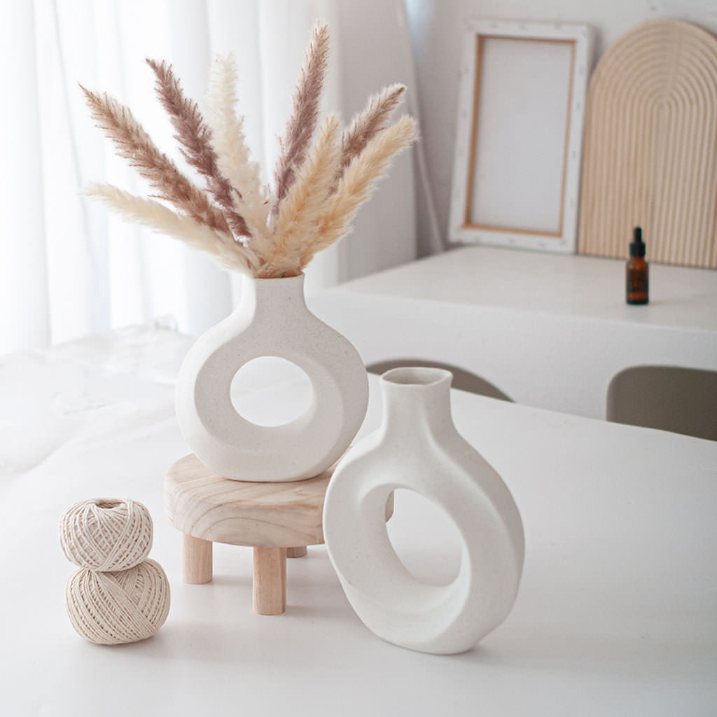 modern hollow circle ceramic vase