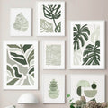 monstera leaf painting sage green aesthetic gallery wall art canvas poster roomtery