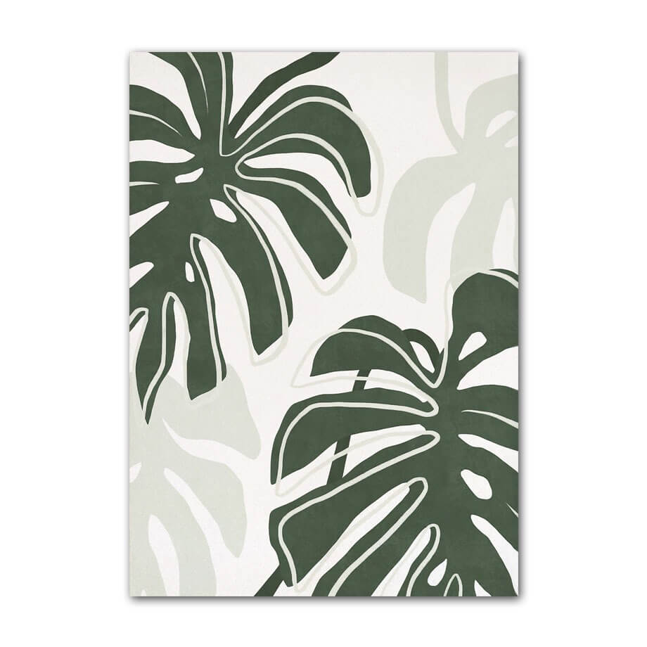 monstera leaf painting sage green aesthetic gallery wall art canvas poster roomtery