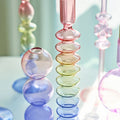 rainbow multicolor glass irregular shaped candleholder set